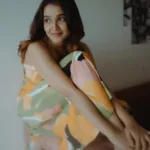 anikha surendran in floral print sleeveless dress photos