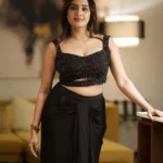 aditi ravi in black party wear dress photos